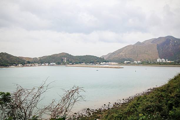 istock Serene Coastal Landscape with Lush Greenery and Distant Mountains 2205965995