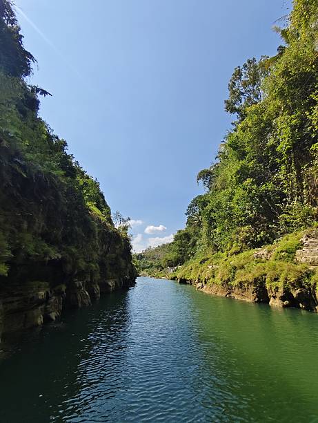 istock View of the river between two cliffs with green water 2205966102