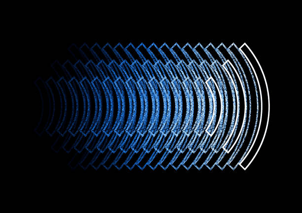 3d illustration of curved blue abstract lines on a black background with text space