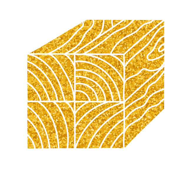 istock Wood post stacked marking drawing in gold color style 2205971580