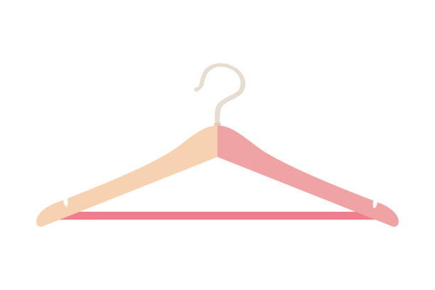 istock A pink wooden hanger with a white hook on a white background 2205979117
