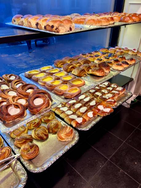 istock Danish bakery shelves with freshly made pastries 2205981754
