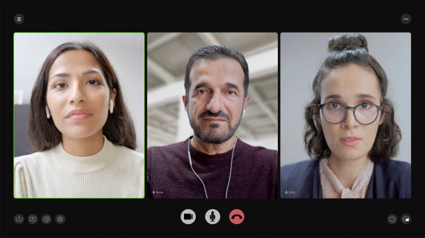istock Senior man and women attending video conference call 2205990006