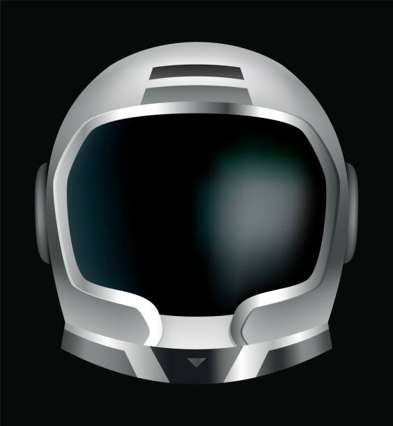 istock Astronaut helmet, realistic cosmonaut mask with glass for space exploration and flight in cosmos. Part suit for protection spaceman head. Isolated vector illustration 2205997072