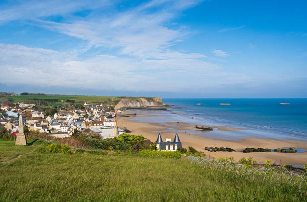 istock Mulberry Harbour at Arromanches and Omaha Beach, Normandy, France 2205997409