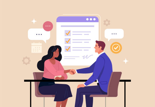 концепция собеседования при приеме на работу в бизнесе. - набор персонала stock illustrations