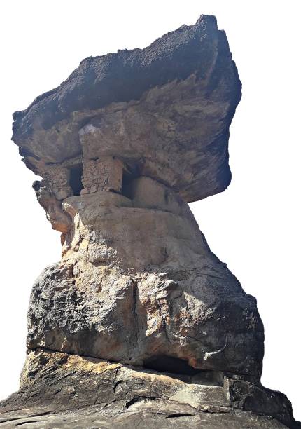 istock Close-up of a stone pillar, natural phenomenon, white background 2206001233