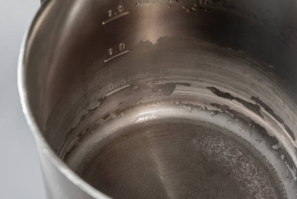 A look inside a heavily calcified kettle.