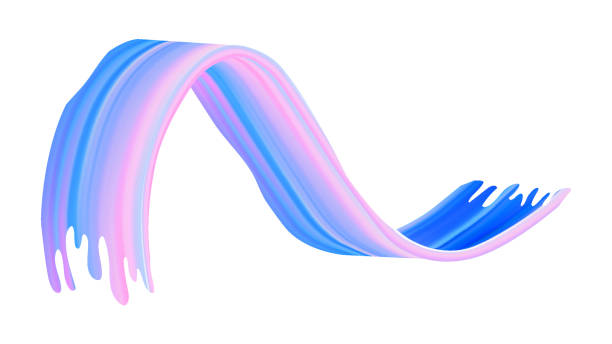 istock Brush stroke color. 3D abstract paint ribbon. Bright wave swirl in fluid gradient flow. Dynamic ink texture isolated on background. Modern rough twist in blue and pink for banner graphic design 2206006698