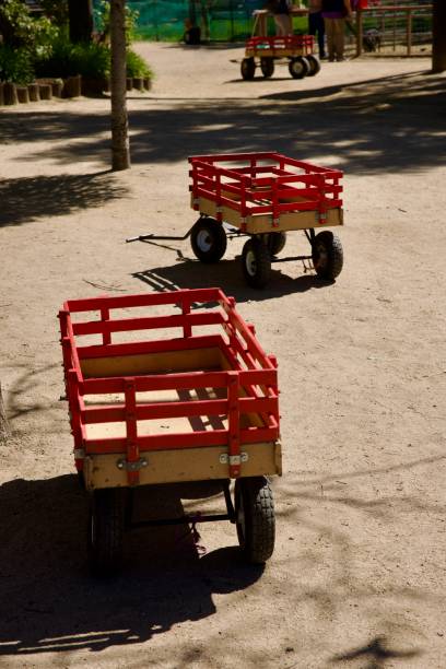 istock Stake bed red wagon on the farm 2206007498