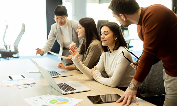 istock Team collaboration in a modern office environment during a productive brainstorming session 2206019536