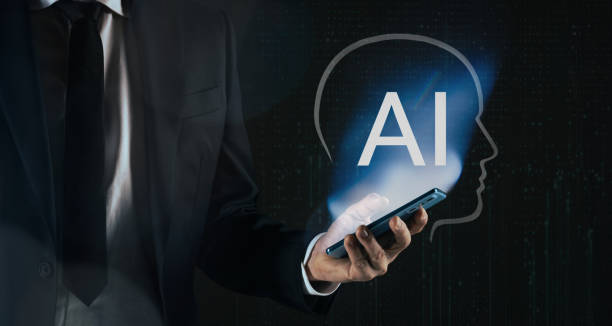 istock Businessman uses a smartphone with AI application. Man uses Artificial Intelligence on mobile phone. 2206022411