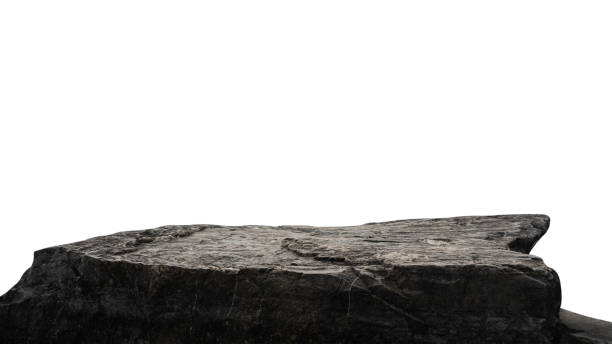 istock Rock stone podium isolated white backgrounds, Cliff edge Beige formation well stand display production, cosmetics, Clipping path 2206023298