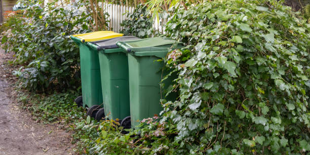 istock Plastic containers for separate waste collection on the street. Bins for garbage separation outdoors on with lids. Trash like domestic refuse, rubbish, recycling and garden waste, France, Paris 2206026800
