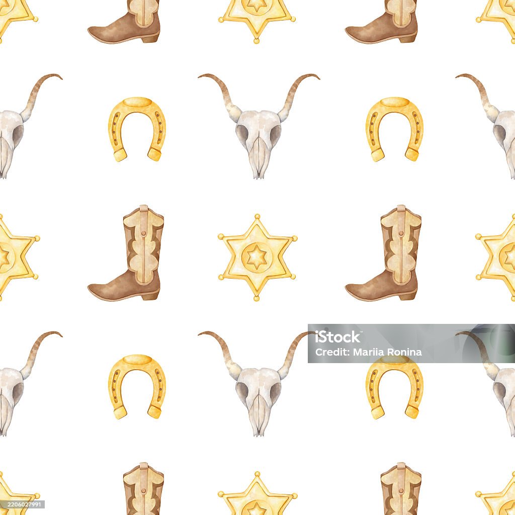 Checotah Cowboy Pattern Cowboy Pattern 46 Stock Illustration - Download Image Now - Abstract ...