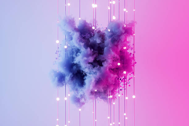 istock Cloud with Neon Wires, Futuristic Technology Background, Cloud Technology Concept 2206028246