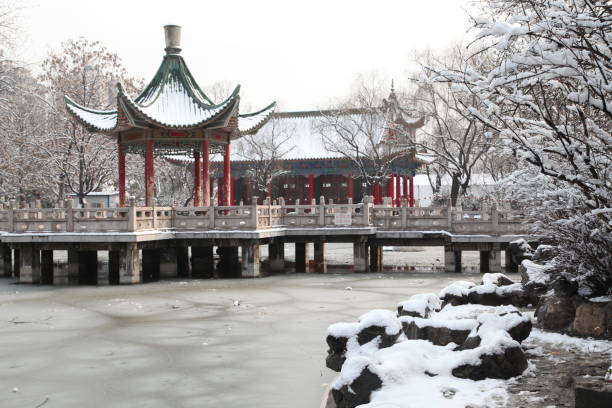istock Snow scene in Xi 'an Revolution Park, which is a free old park. 2206037606