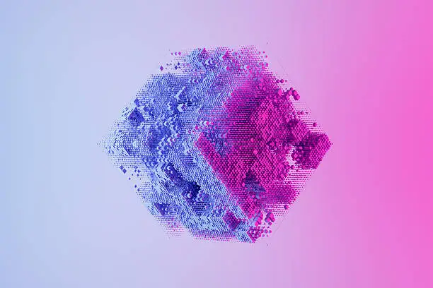 Photo of Data Cubes Connection, Abstract Technology Background