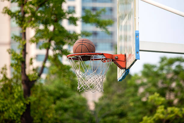basketball moving into the hoop