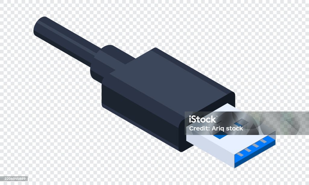 Usb Port Connection Image Isometric Usb Port Usb Type A Usb Connector Connector And Port Computer ...