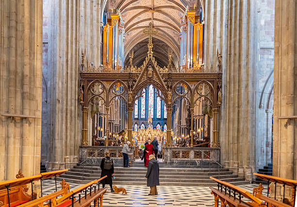Worcester.Worcestershire.United Kingdom.April 4th 2025.Photo of the quire inside  Worcester cathedral