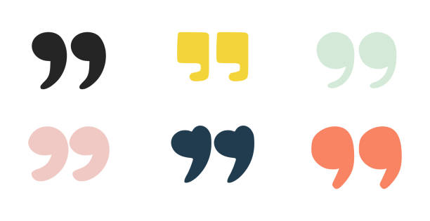 Doodle quotation mark. Hand drawn color comma set for speech bubble. Vector comic apostrophe icon for conversation. Sketch scribble sign. Punctuation symbol on white background Hand drawn set of quote mark, doodle color comma icon, vector punctuation sign. Kids comic apostrophe icon for conversation drawing of the comma stock illustrations