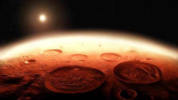 istock Martian Landscape with impact craters, view from orbit. 2206054087