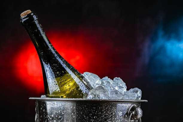 istock Bottle of wine in bucket with crushed ice 2206060871