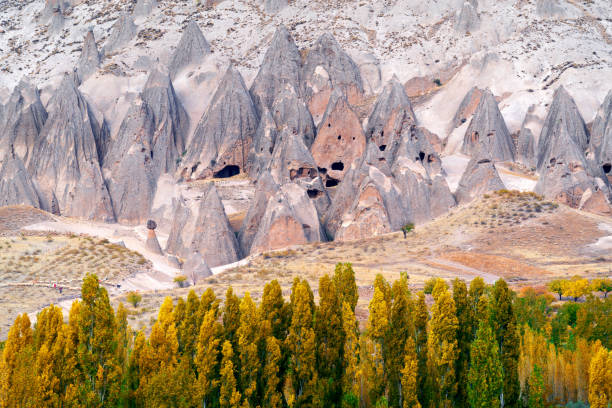 Ancient cave house near Goreme, Cappadocia in Turkey. stock photo