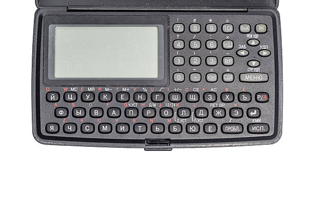 istock Vintage electronic organizer with cyrillic keyboard 2206074838