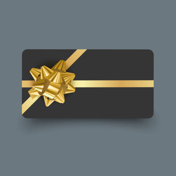istock Elegant Black Gift Card with Gold Ribbon and Bow 2206075388