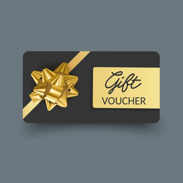 istock Gift vouchers with ribbons. Elegant template for a festive gift card, coupon and certificate. Discount Coupon Template 2206075561