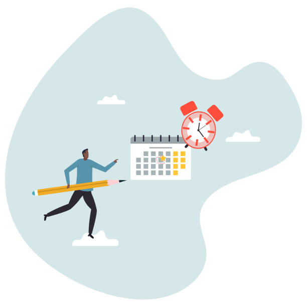 istock Calendar date event, reminder for meeting schedule or appointment, work deadline mark or weekly plan, important business date.character for design 2206076281