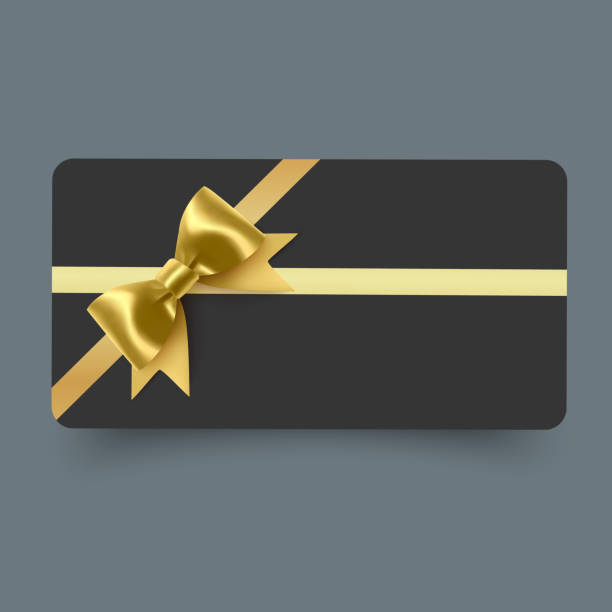 istock Elegant Black Gift Card with Gold Ribbon and Bow 2206076402