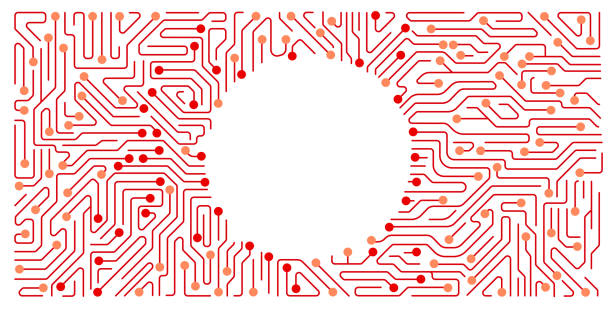 ilustraciones, imágenes clip art, dibujos animados e iconos de stock de ilustración de placa de circuito de computadora con espacio de copia circular - tablero de circuitos
