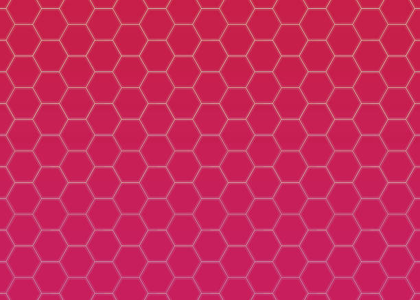 Close-up of a pink hexagonal pattern texture with a modern and geometric design
