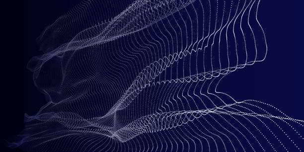 istock Points in noisy chaotic lines . Abstract lines of  dots on dark background. Technology cyberspace concept. 2206079270