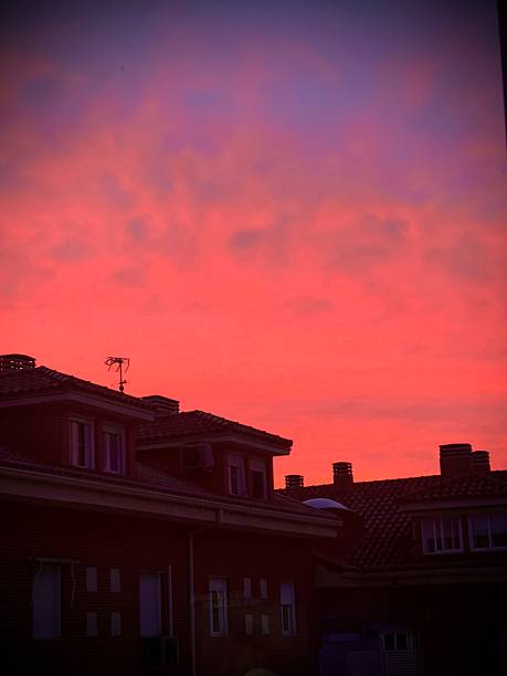 Pink sky in a Brunete residential area
