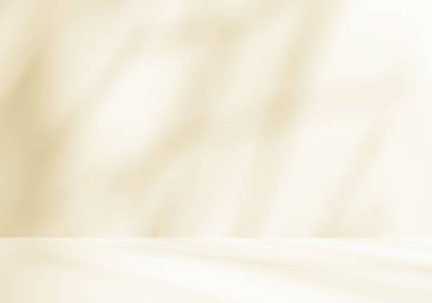 istock Empty cream beige room studio with shadow of leaves for product presentation. 2206091066