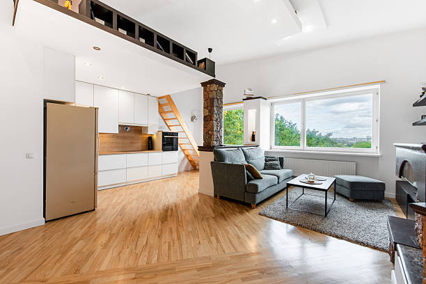istock Modern Home Studio Apartment with Open Floor Plan. Kitchen and Living Room In Background 2206101322