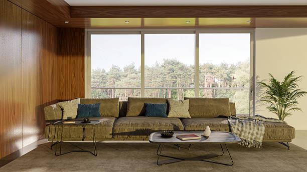 istock Large luxury modern bright interiors Living room mockup illustration 3D rendering image 2206103270