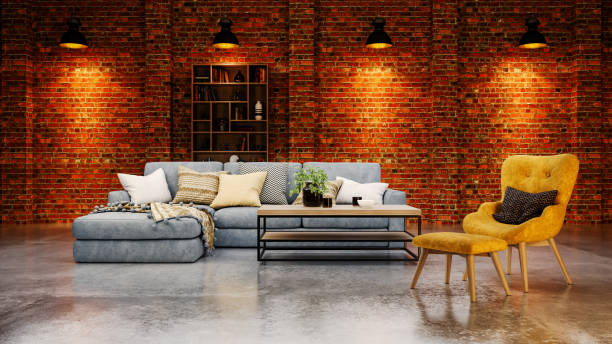 istock Large luxury modern bright interiors Living room mockup illustration 3D rendering image 2206103387