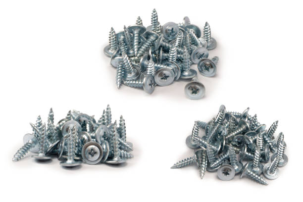 istock Screw-washer to wood isolated on a white background. 2206107560