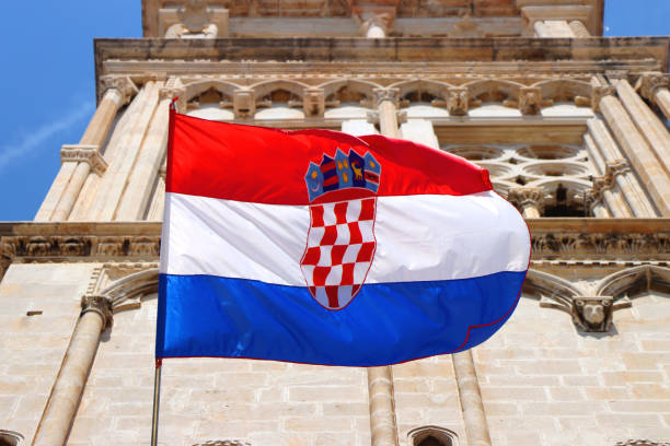 istock Croatian Flag In Trogir 2206108377