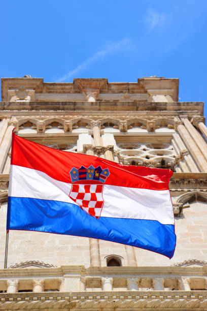 istock Croatian Flag In Trogir 2206108382