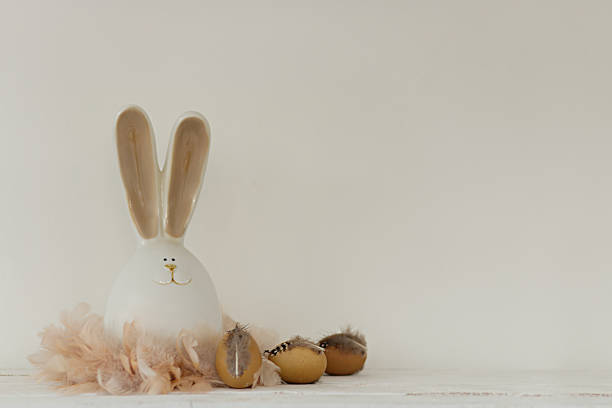 Easter decoration and concept in pastel colors. Space for text