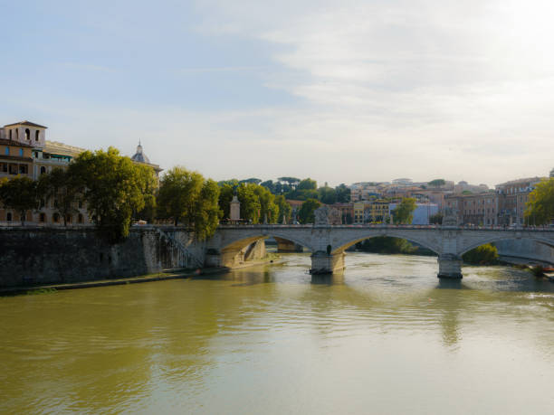 Tiber River in Rome on  warm sunny day