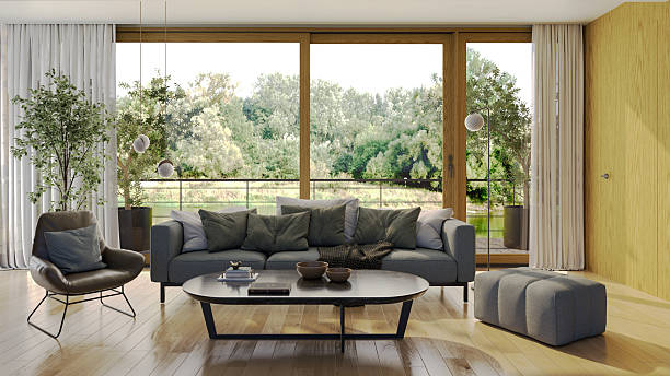 istock Large luxury modern bright interiors Living room mockup illustration 3D rendering image 2206120295
