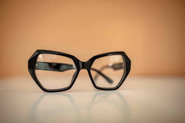 istock Stylish modern eyewear featuring unique hexagonal design set against a neutral background 2206123301