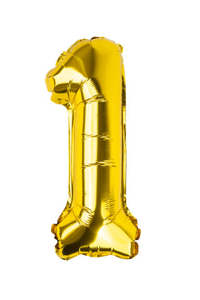 istock Golden number 1 balloon isolated on white background 2206128432